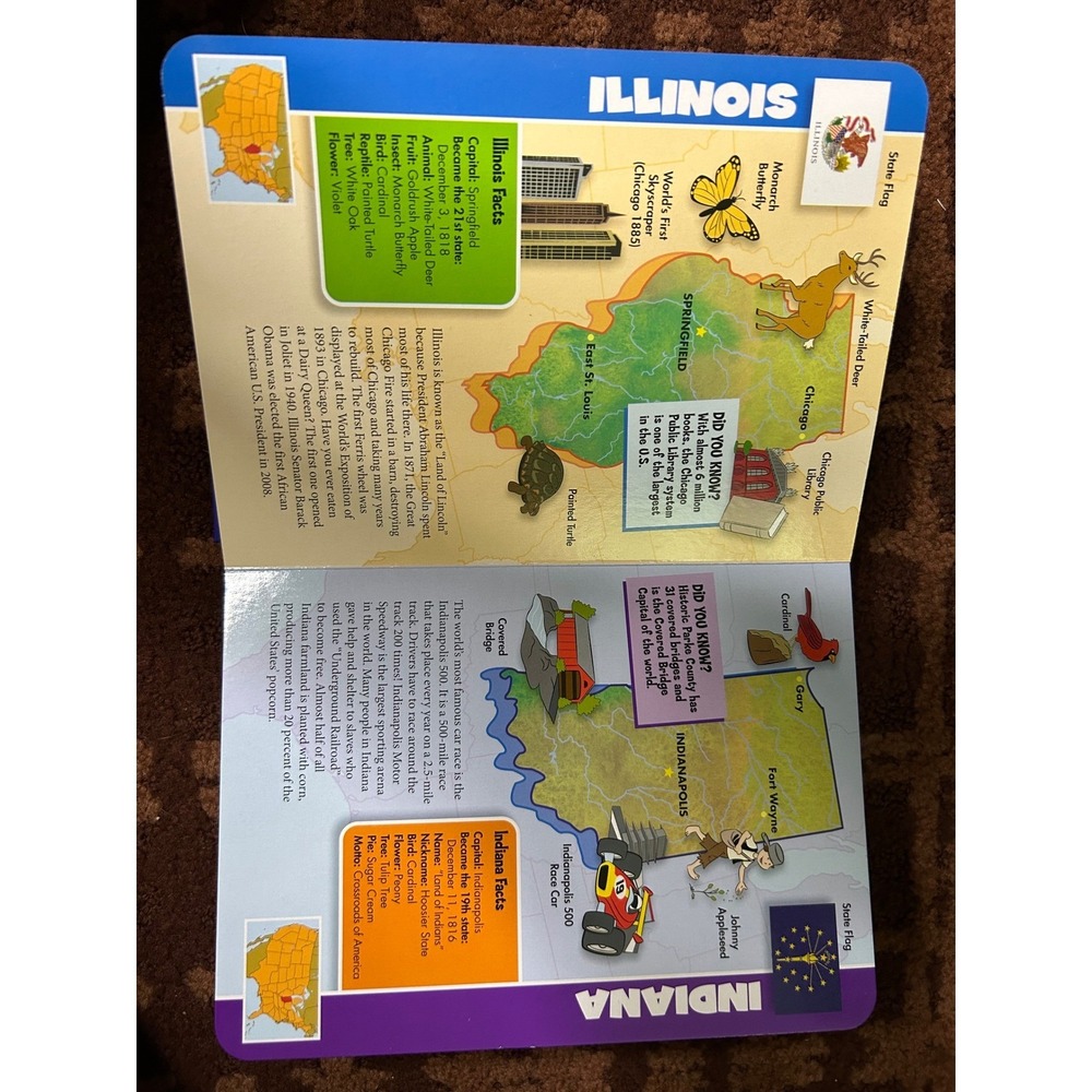 America's 50 States Kids Learning‎ Book Maps Flags Fun Facts Education - Picture 3 of 4